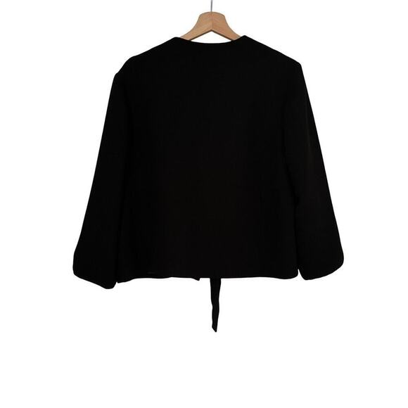 Whistles Tie Front Cocoon Sleeve Jacket Blazer Sz M Black - Picture 5 of 8